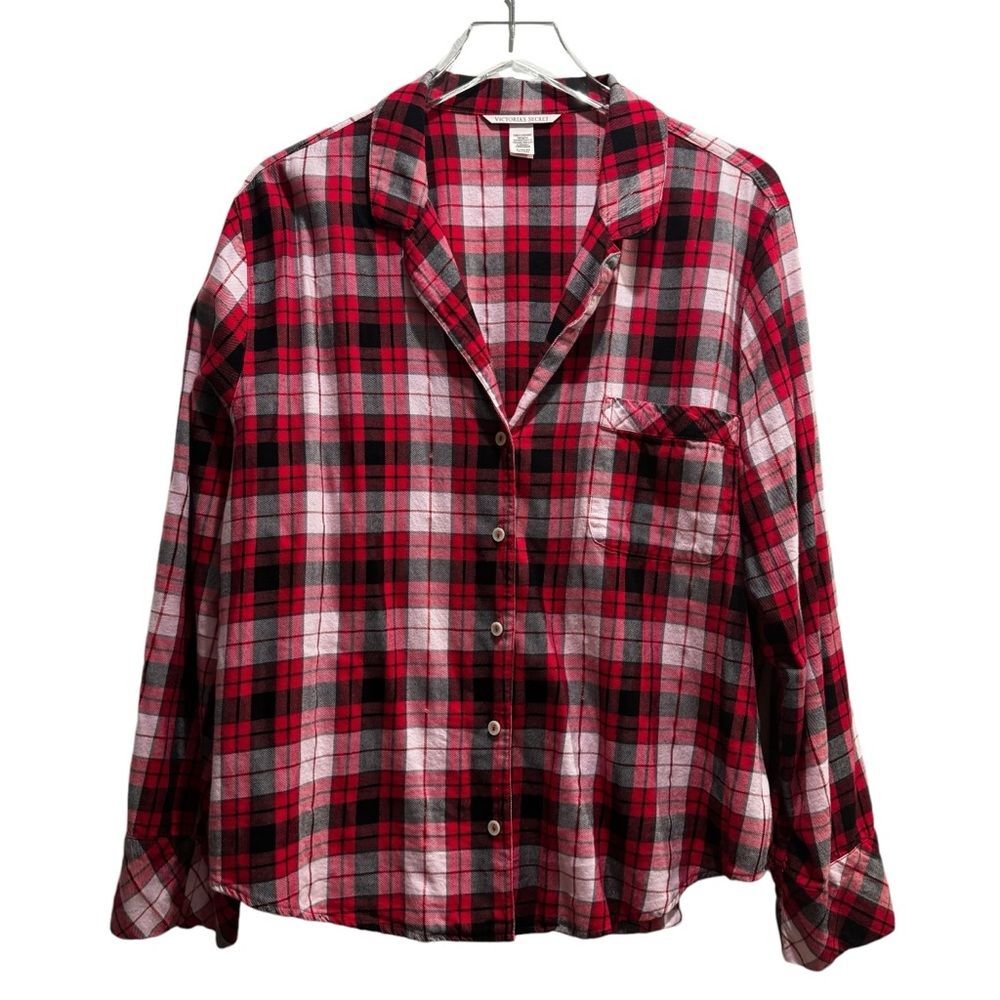 Victoria's Secret Holiday Red Plaid Pajama Top Size XL